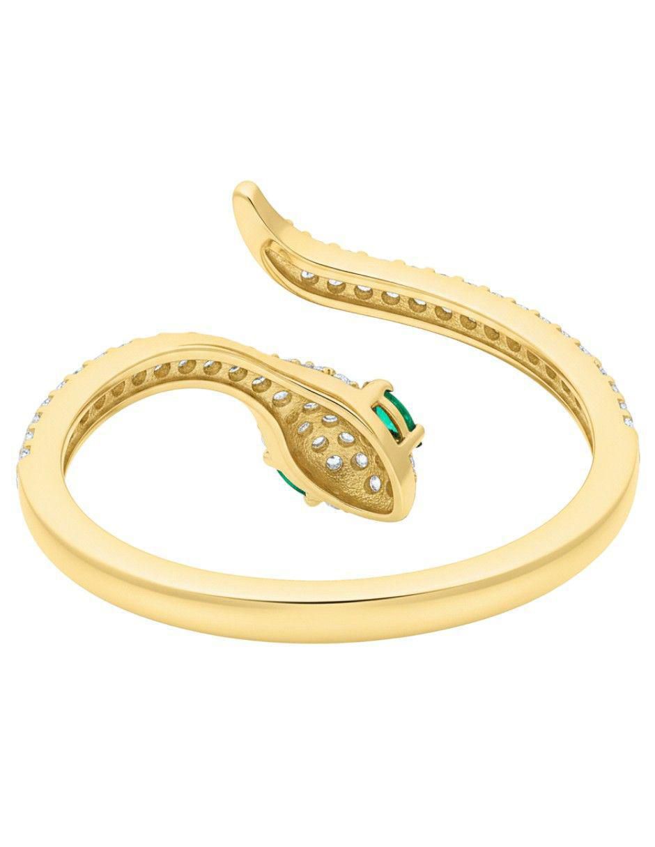 Anillo de serpiente 10 k de oro zirconia pulido