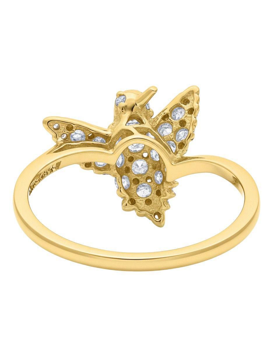 Anillo de colibrí 10 k de oro zirconia pulido