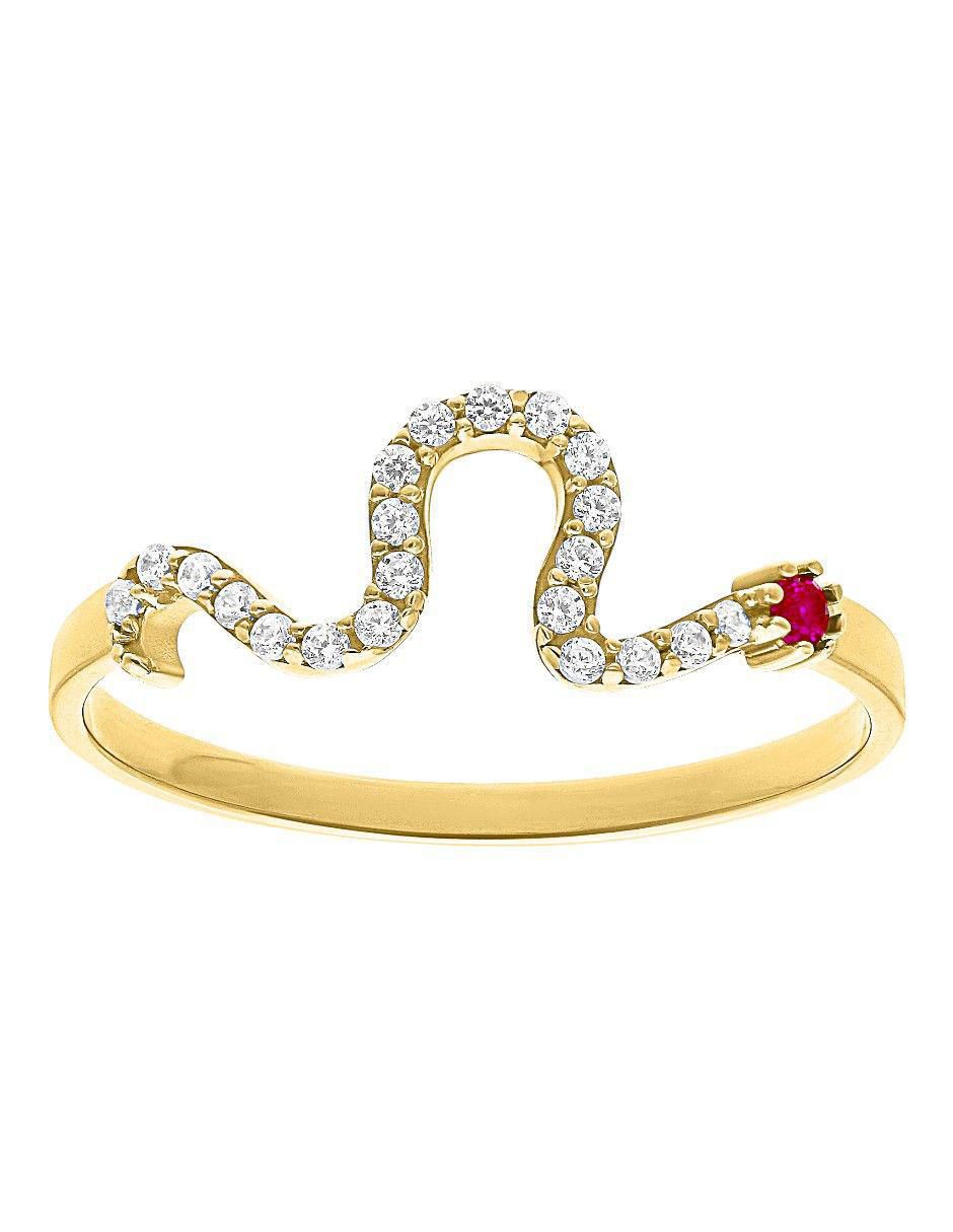 Anillo de serpiente 10 k de oro zirconia pulido Anillo de serpiente 10 k de oro zirconia pulido