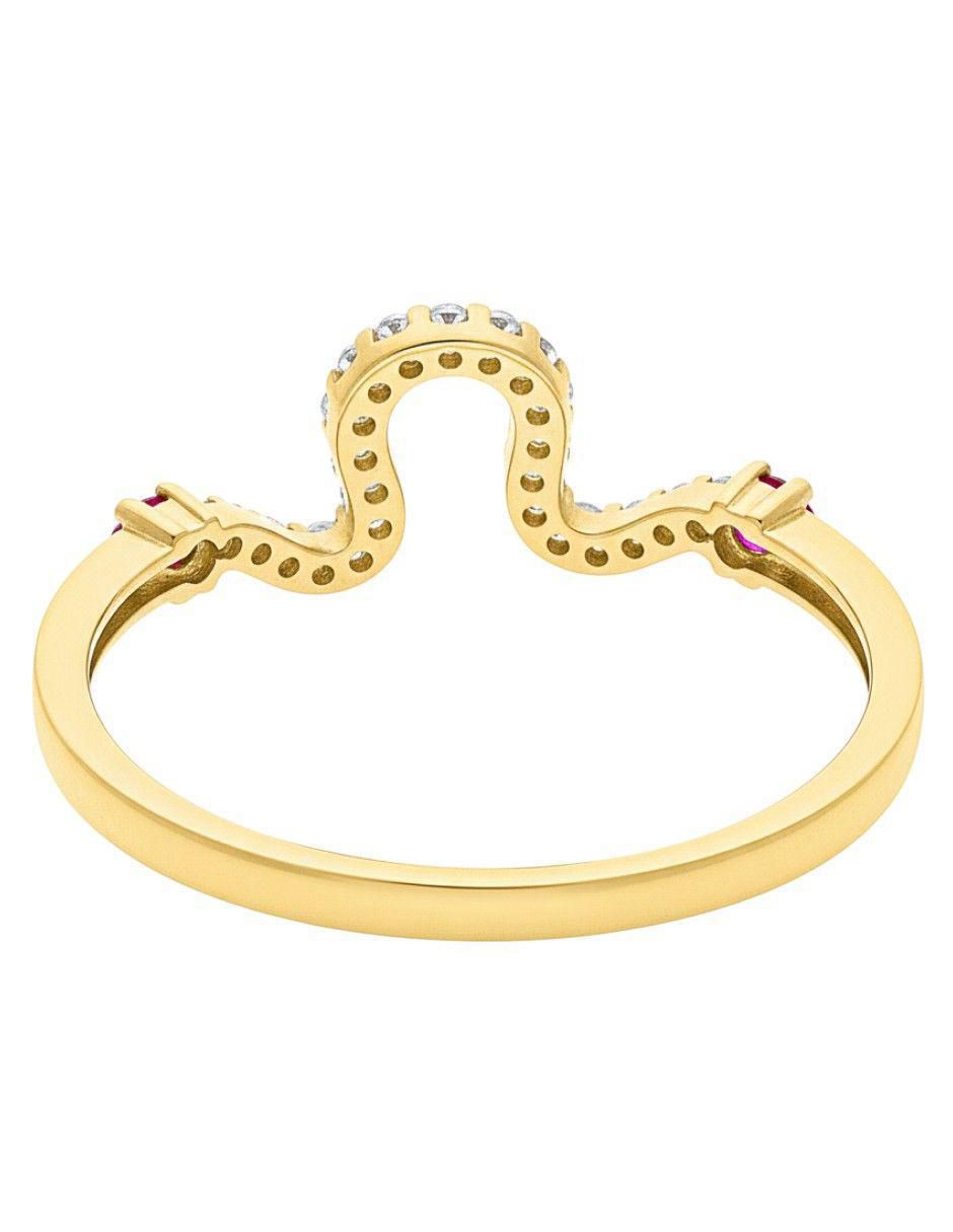 Anillo de serpiente 10 k de oro zirconia pulido