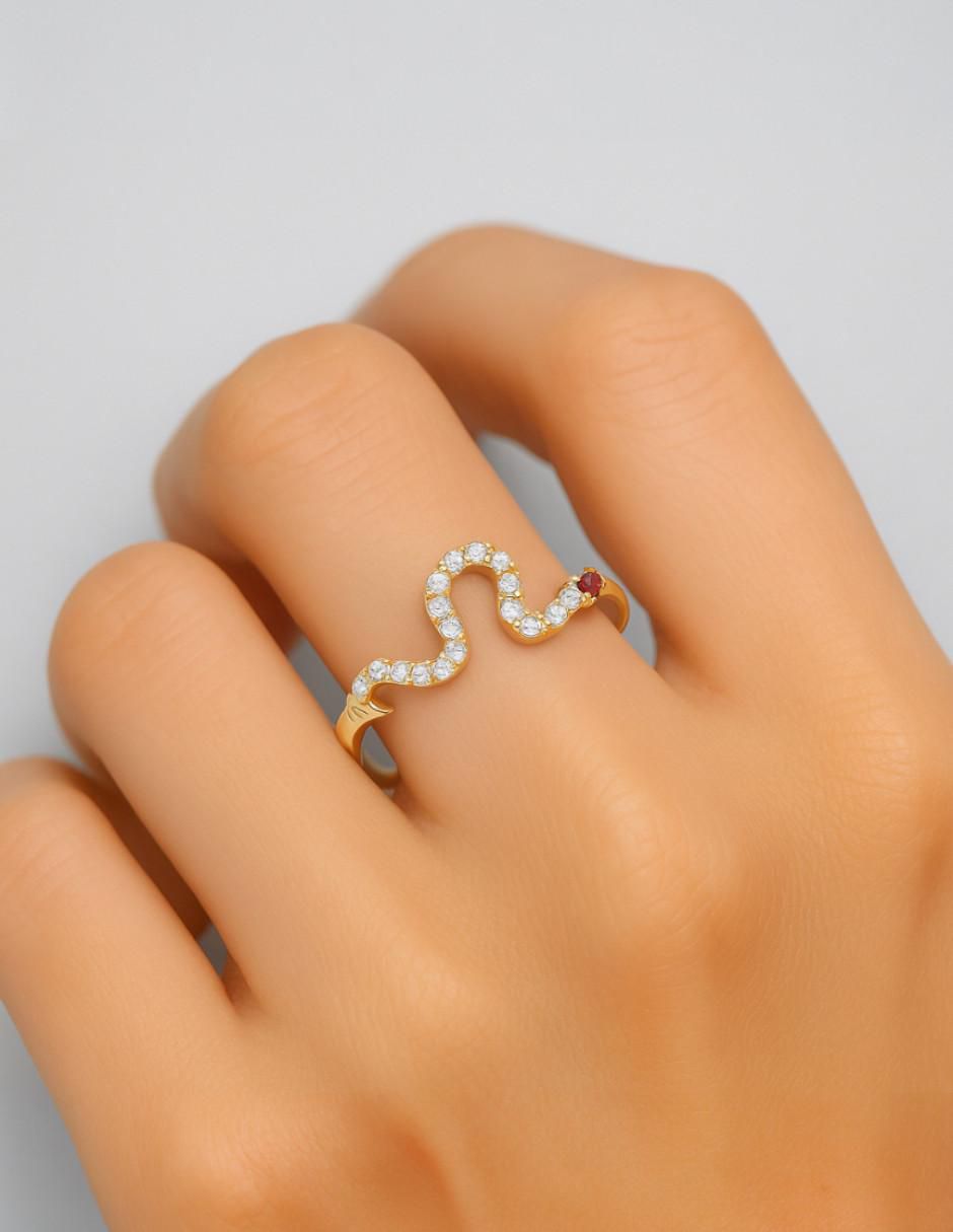 Anillo de serpiente 10 k de oro zirconia pulido