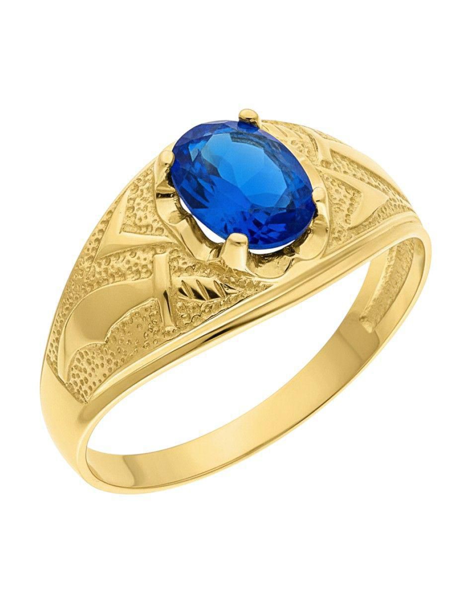 Anillo ovalado 10 k de oro zirconia pulido