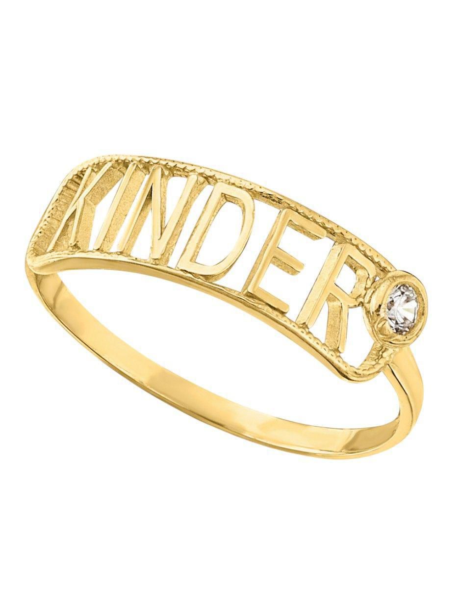 Anillo rectangular 10 k de oro zirconia pulido