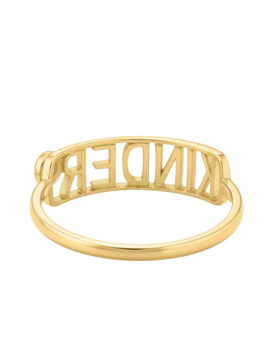 Anillo rectangular 10 k de oro zirconia pulido