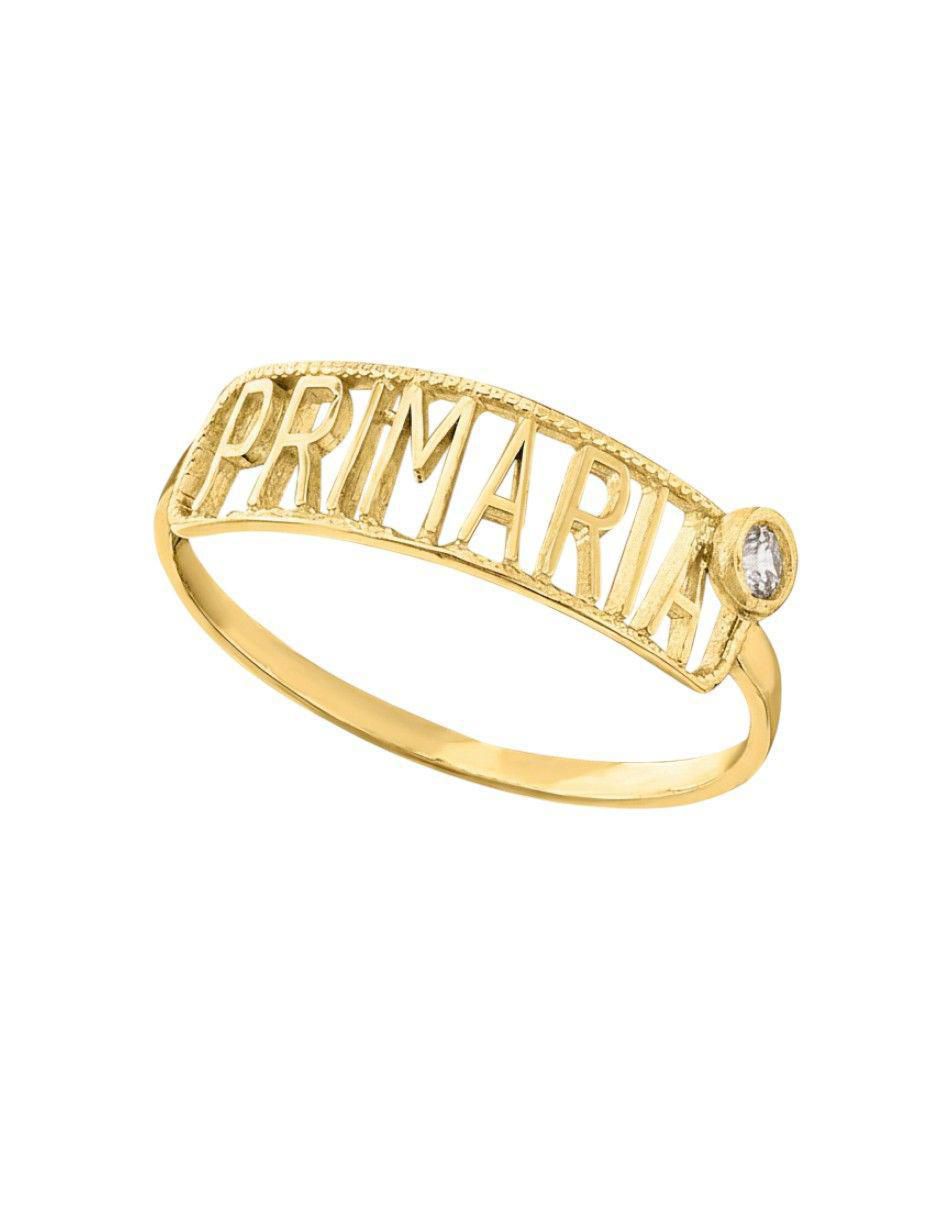 Anillo rectangular 10 k de oro zirconia pulido