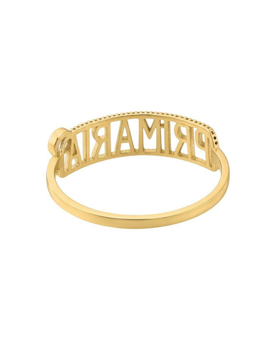 Anillo rectangular 10 k de oro zirconia pulido