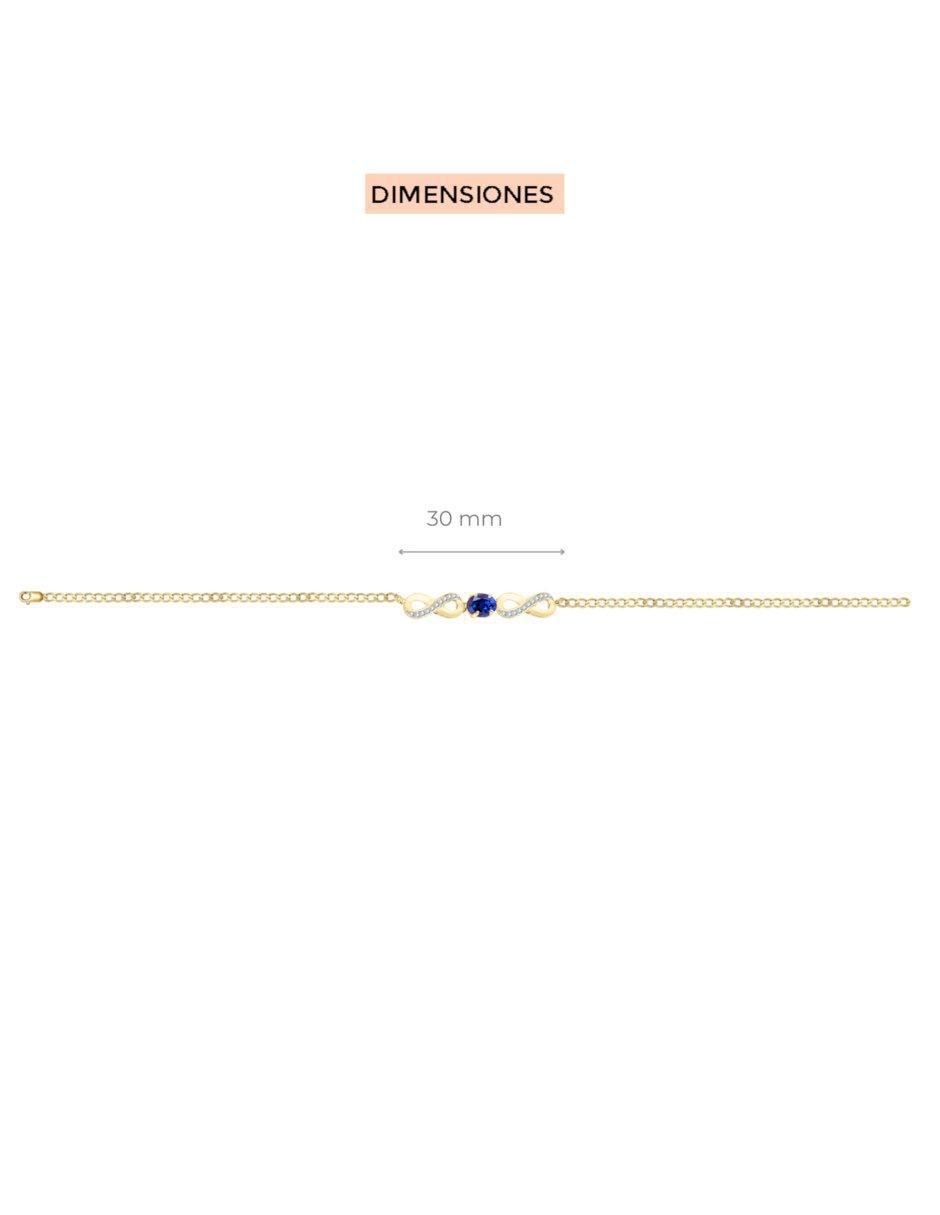 Pulsera de oro con zafiro y diamante 14 K Lisa acabado brillante 2