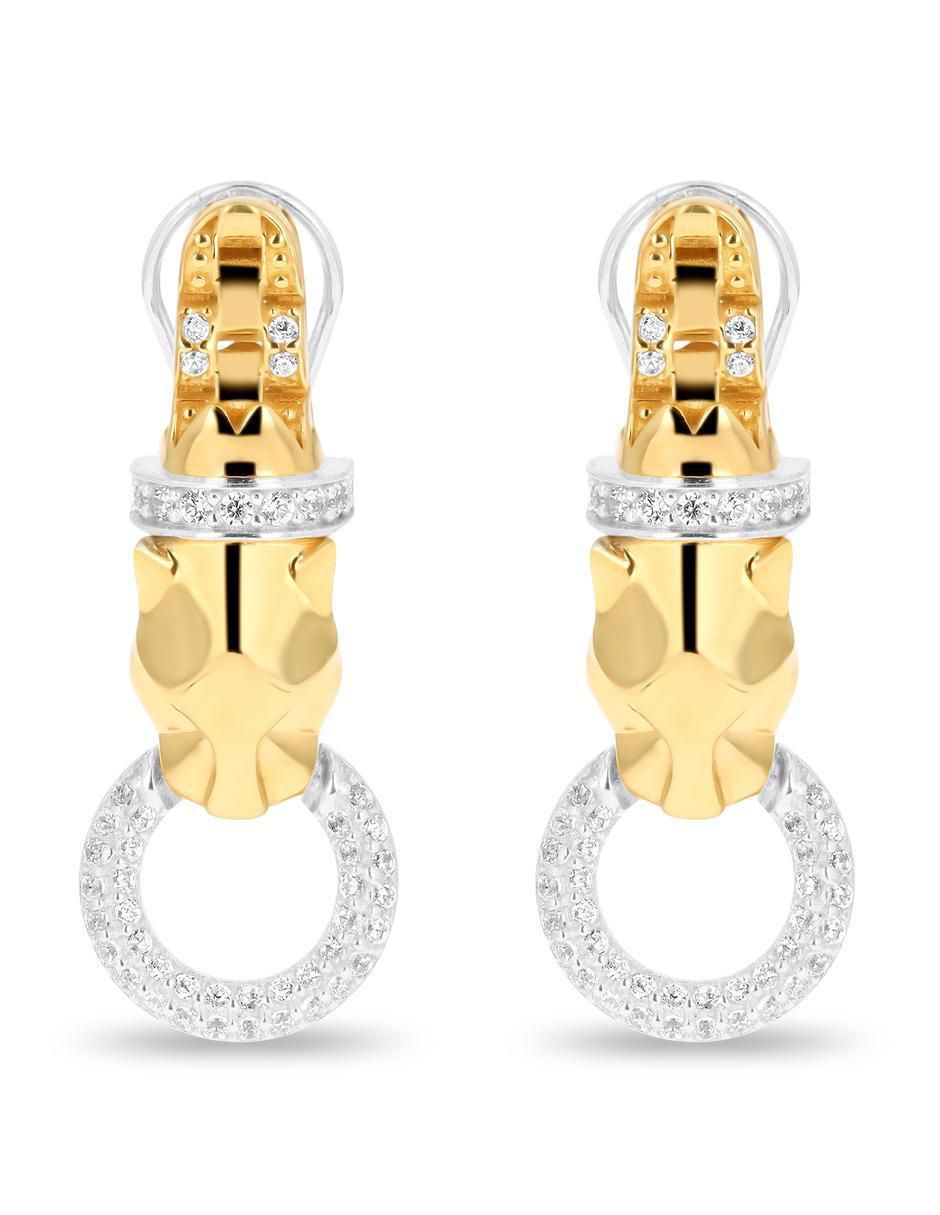 Aretes de pantera de oro amarillo 14 K con acabado brillante Aretes de pantera de oro amarillo 14 K con acabado brillante