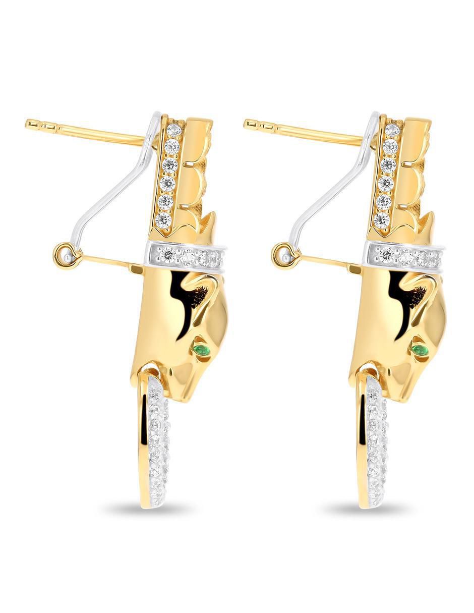 Aretes de pantera de oro amarillo 14 K con acabado brillante 3