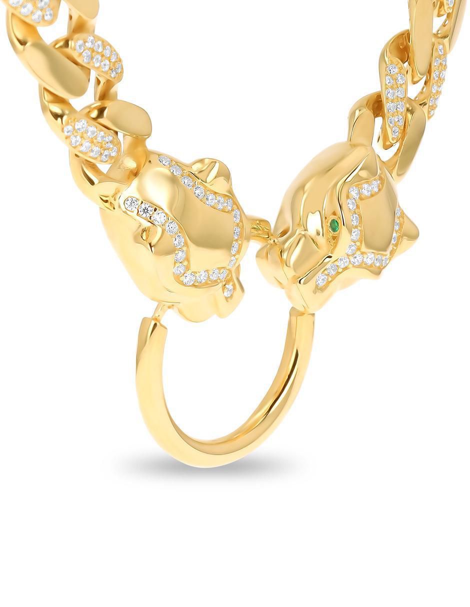 Gargantilla Jaguar pantera de oro amarillo 14 K 3