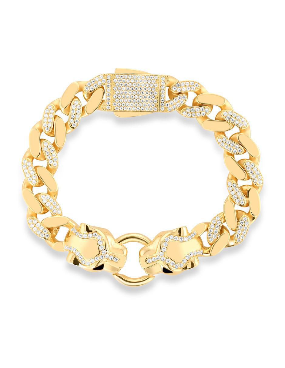Pulsera de oro amarillo con zirconia 14 K acabado brillante Pulsera de oro amarillo con zirconia 14 K acabado brillante