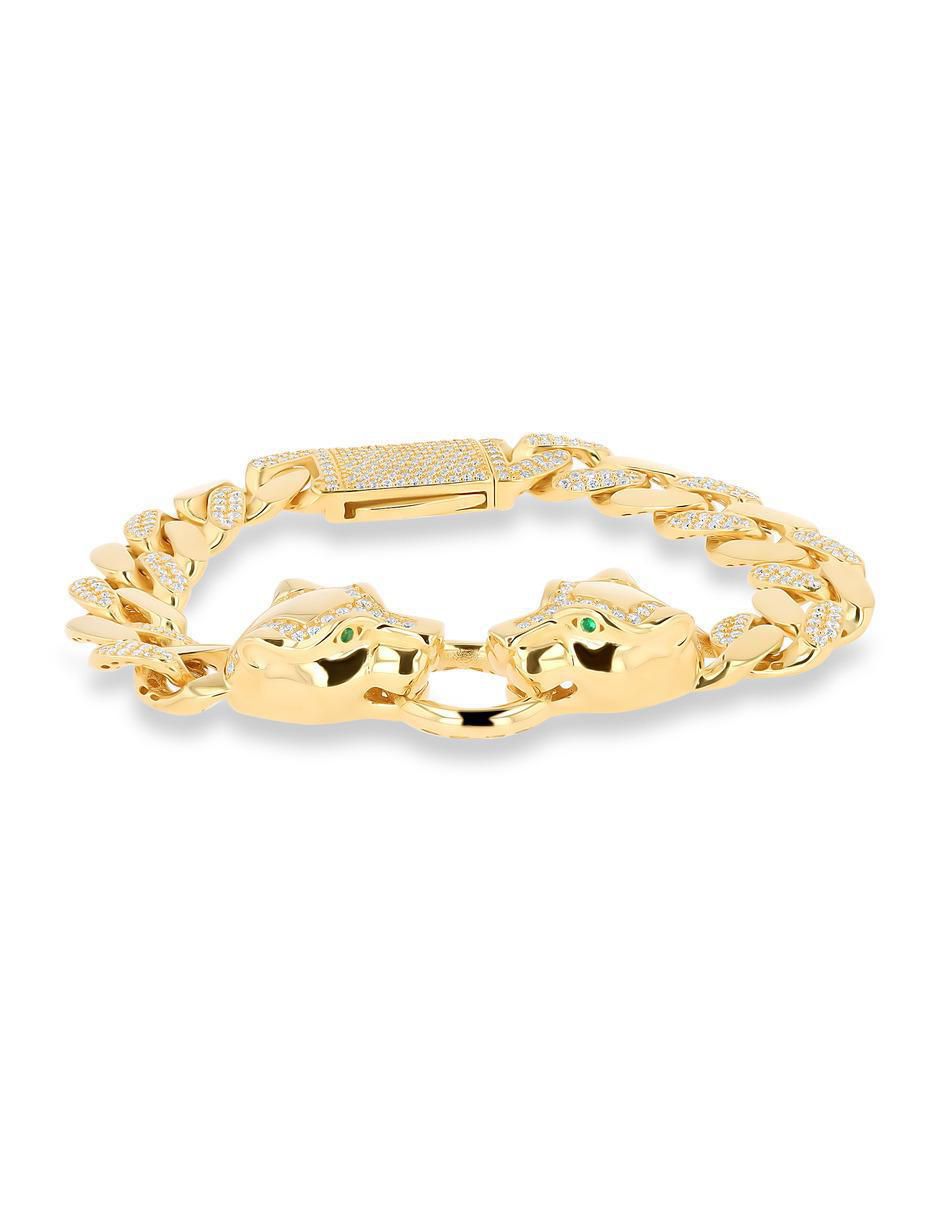 Pulsera de oro amarillo con zirconia 14 K acabado brillante 2