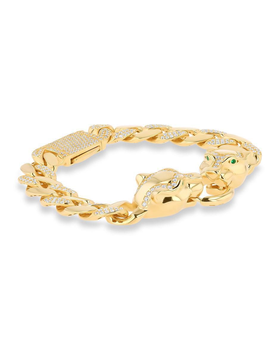 Pulsera de oro amarillo con zirconia 14 K acabado brillante 3