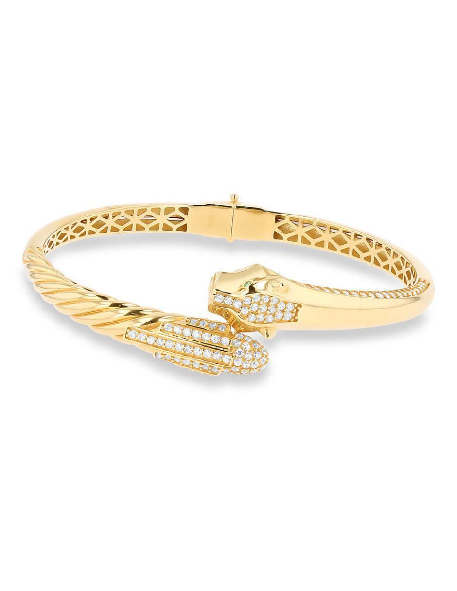 Pulsera de oro amarillo con zirconia 14 K acabado brillante 2