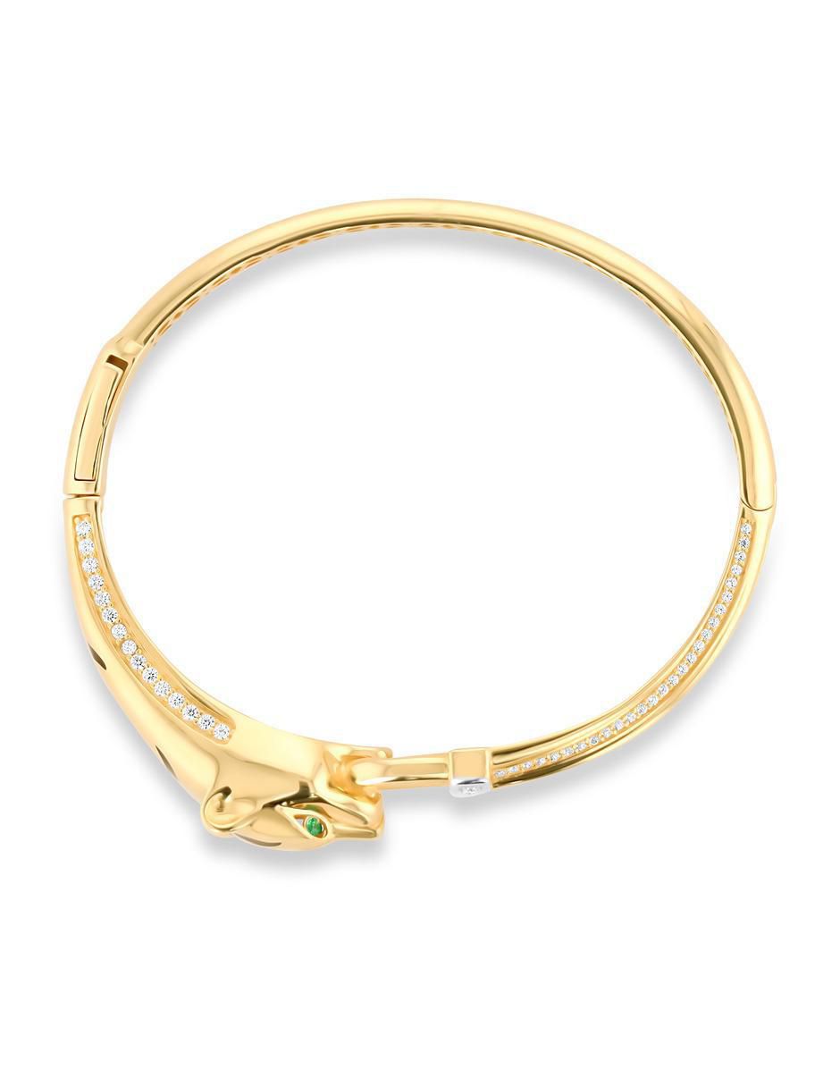 Pulsera de oro amarillo con zirconia 14 K acabado brillante 1