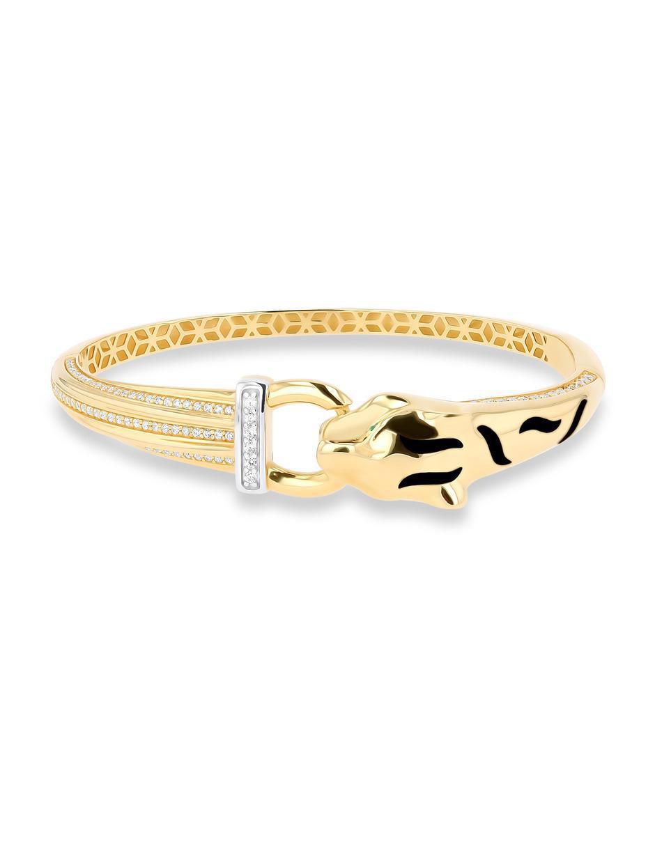 Pulsera de oro amarillo con zirconia 14 K acabado brillante 2