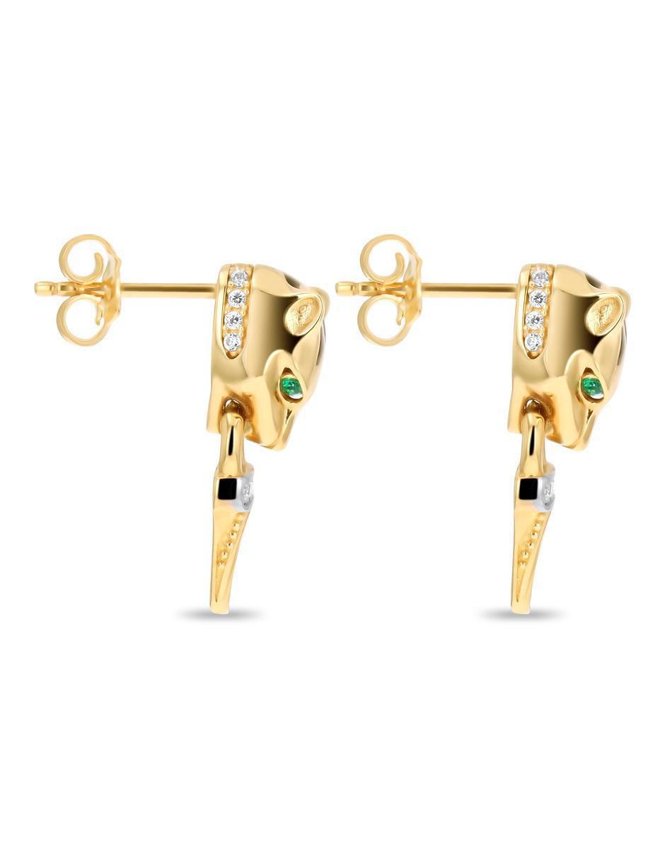 Aretes de pantera de oro amarillo 14 K con acabado brillante 3
