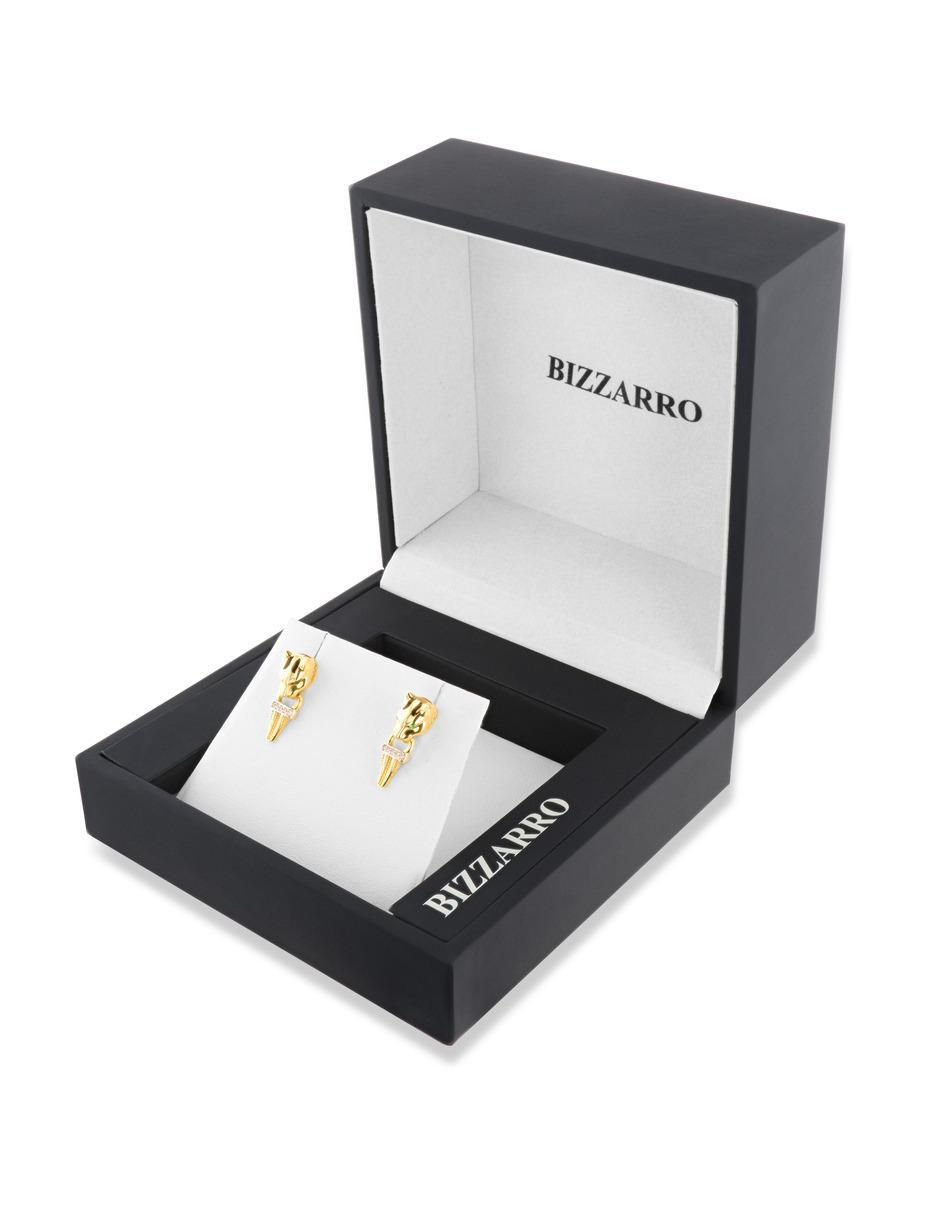 Aretes de pantera de oro amarillo 14 K con acabado brillante 4