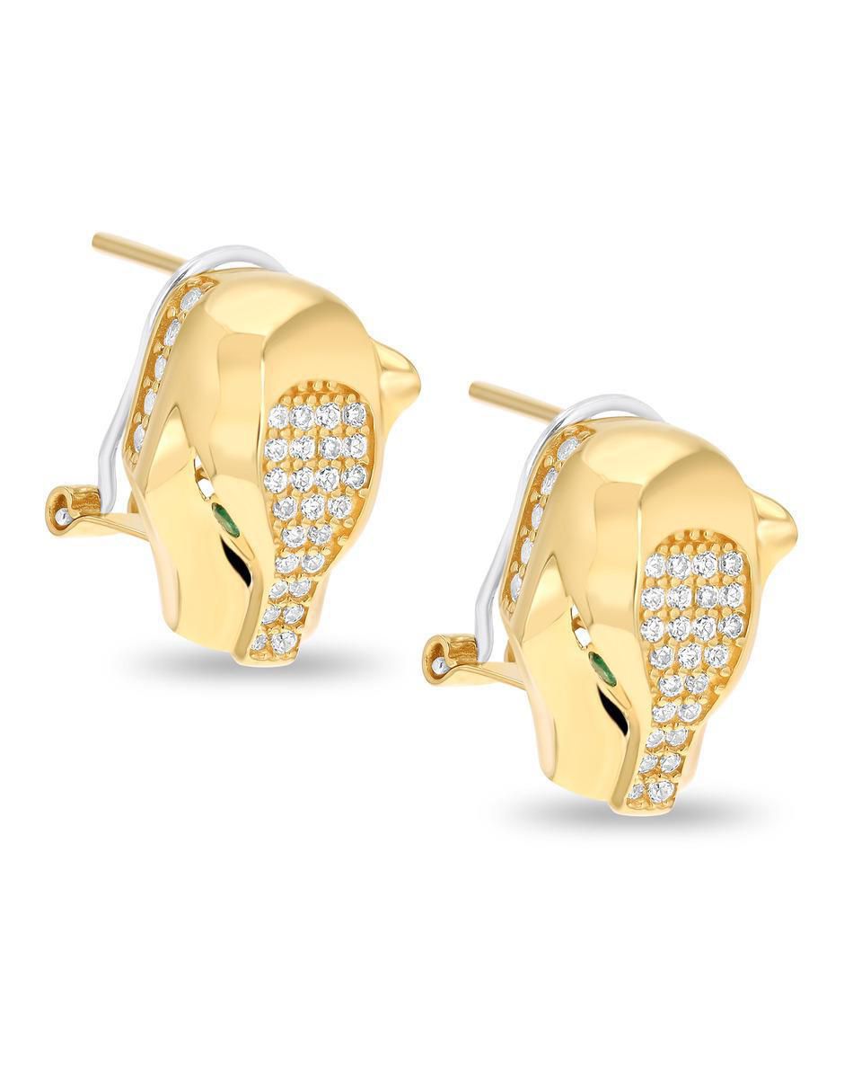 Aretes de pantera de oro amarillo 14 K con acabado brillante 2