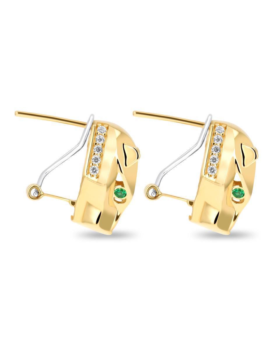 Aretes de pantera de oro amarillo 14 K con acabado brillante 3