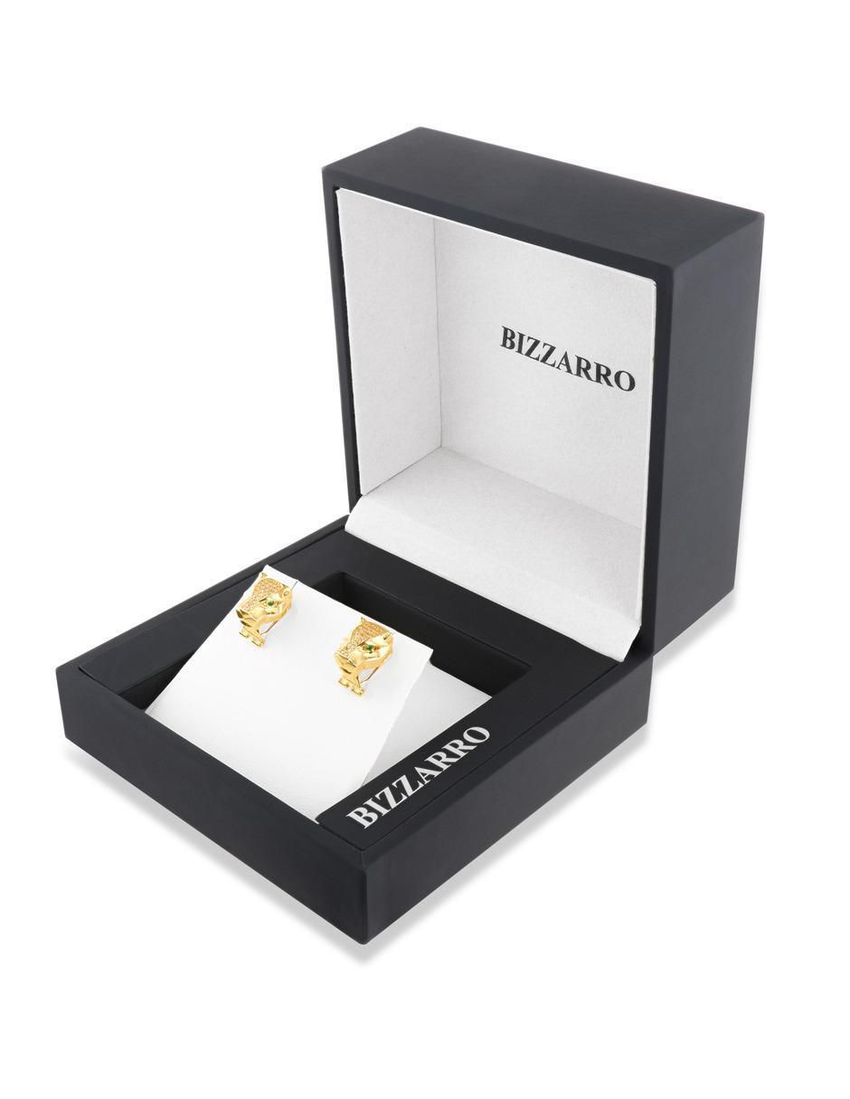 Aretes de pantera de oro amarillo 14 K con acabado brillante 4