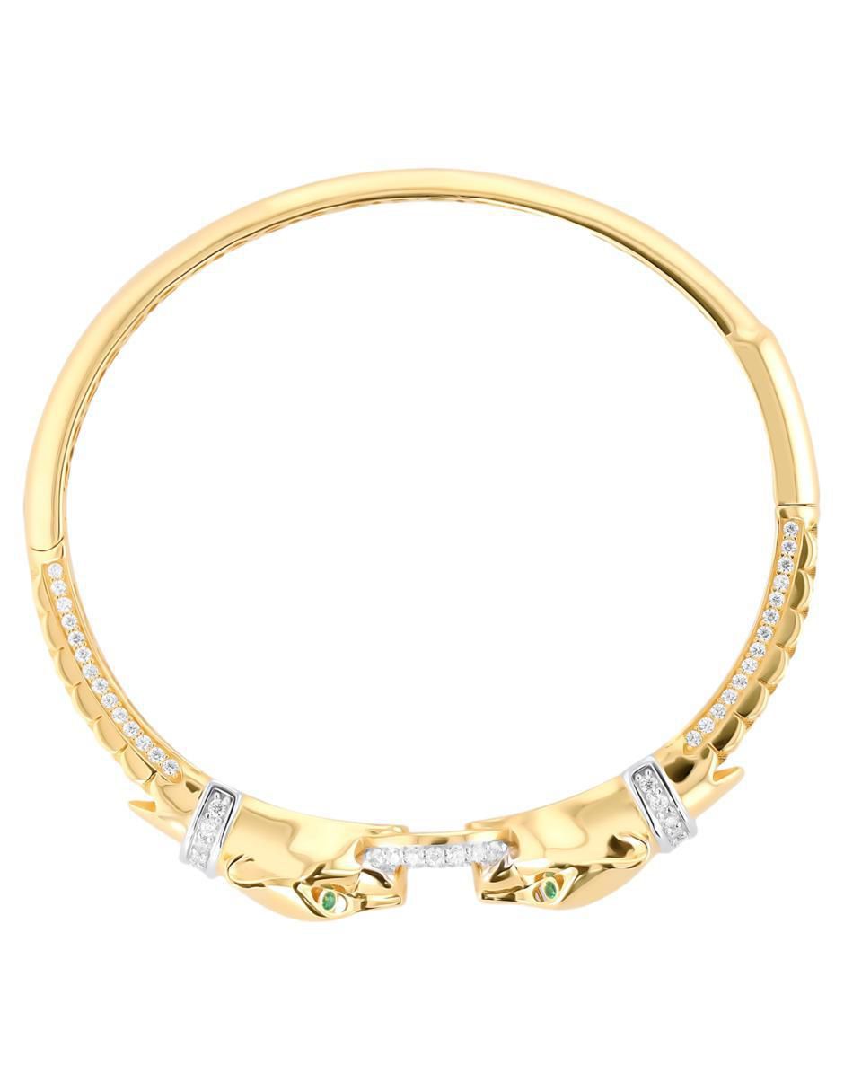 Pulsera de oro amarillo con zirconia 14 K acabado brillante