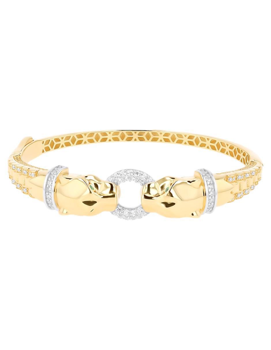 Pulsera de oro amarillo con zirconia 14 K acabado brillante 2