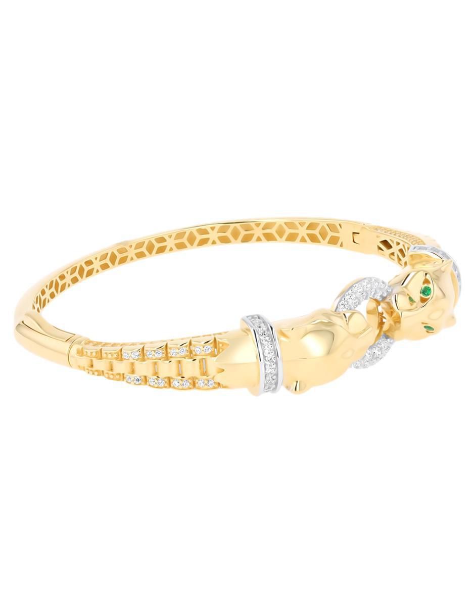 Pulsera de oro amarillo con zirconia 14 K acabado brillante 3