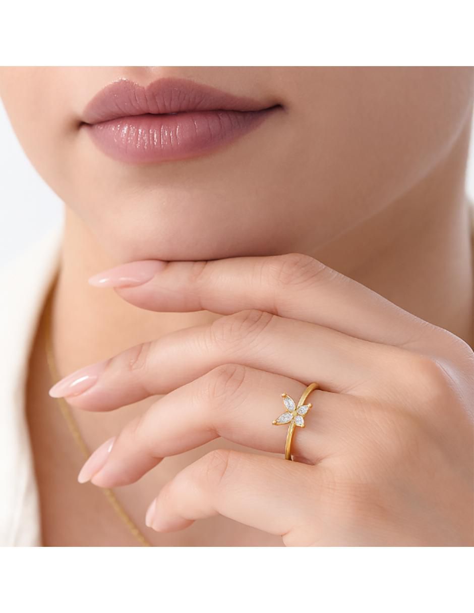 Anillo con gema de mariposa abba joyas 10 k de oro zirconia brillante