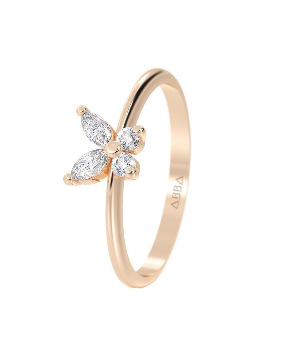 Anillo con gema de mariposa 10 k de oro zirconia brillante 2