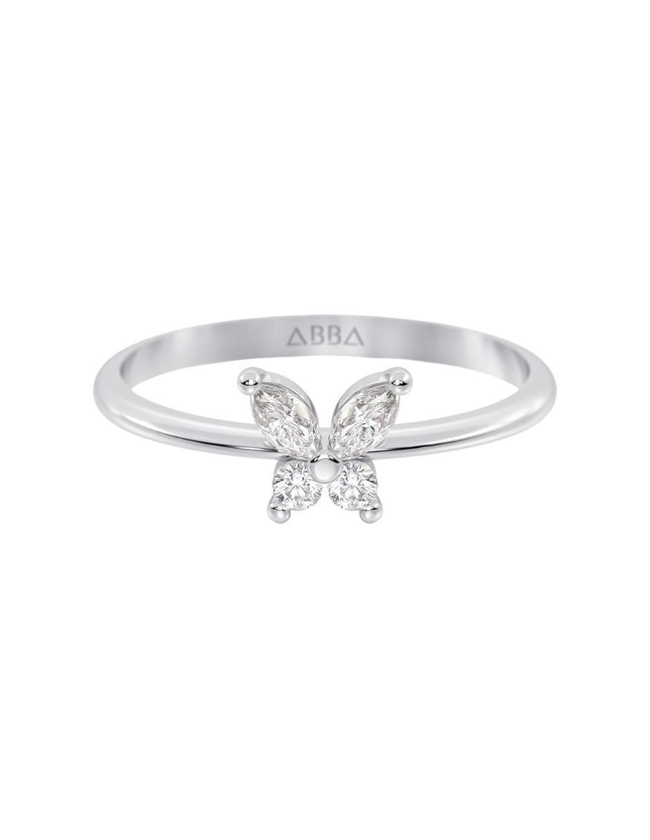 Anillo con gema de mariposa 14 k de oro zirconia brillante Anillo con gema de mariposa 14 k de oro zirconia brillante