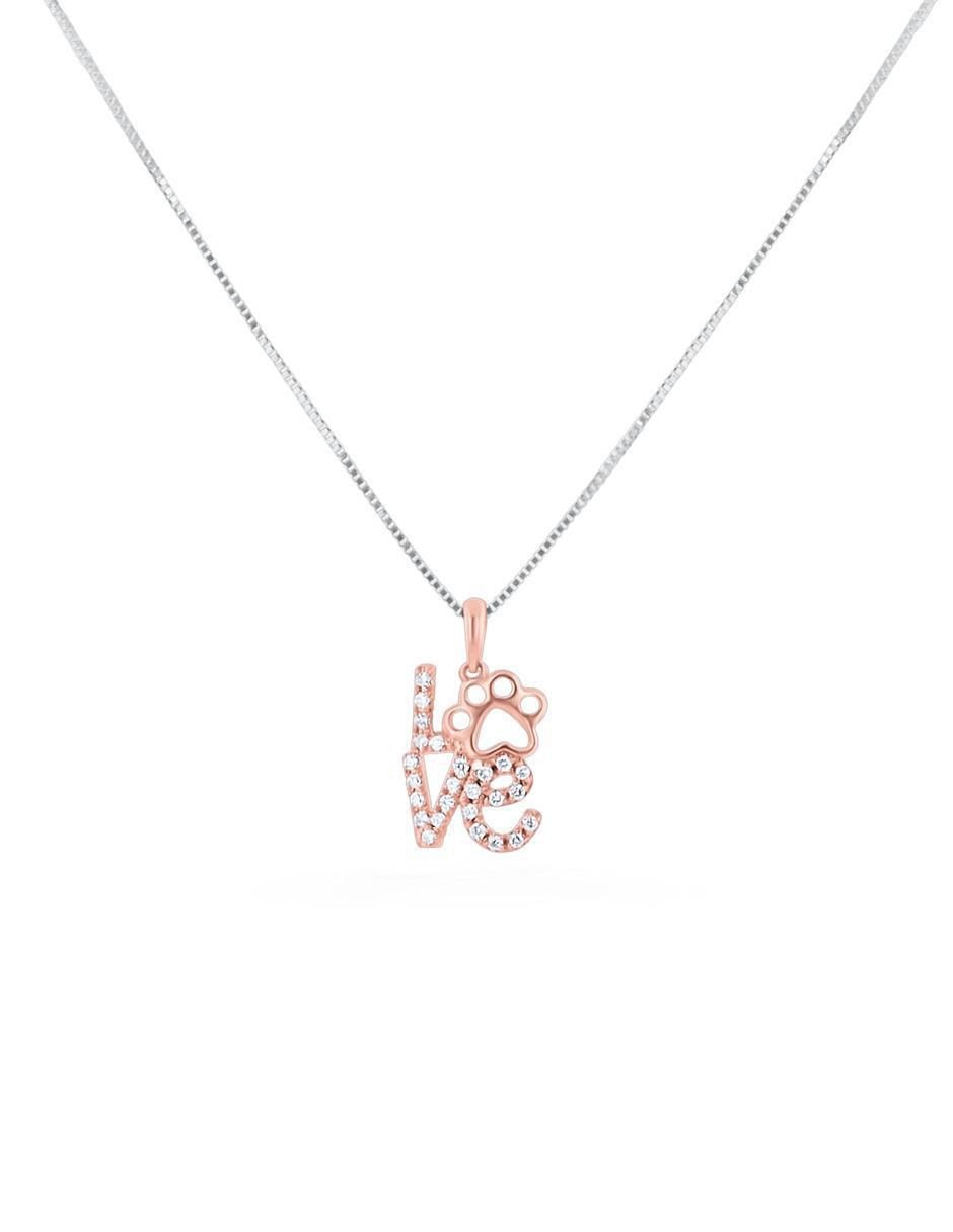 Collar Love de huella de oro rosa 14 K