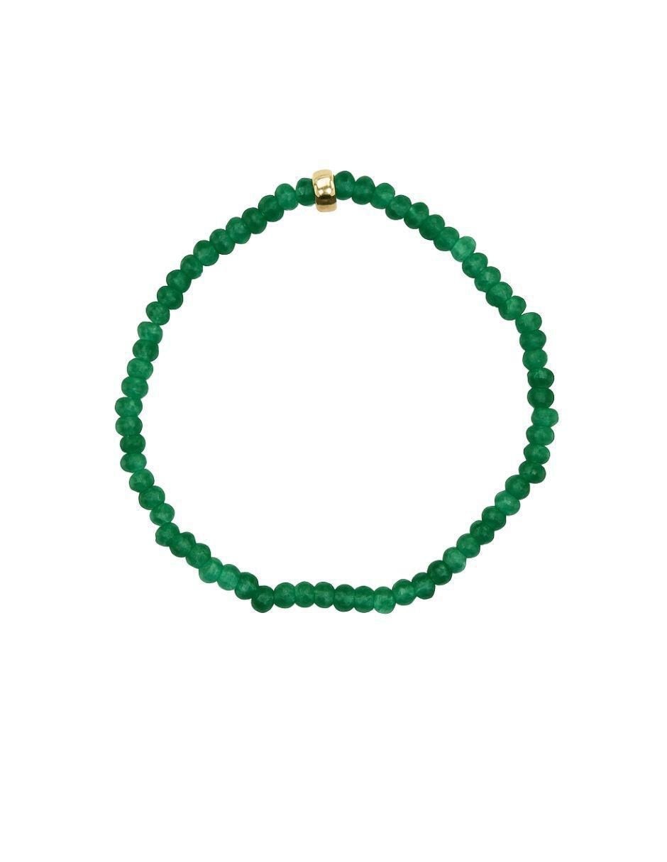 Pulsera con agata verde natural 10 K acabado brillante