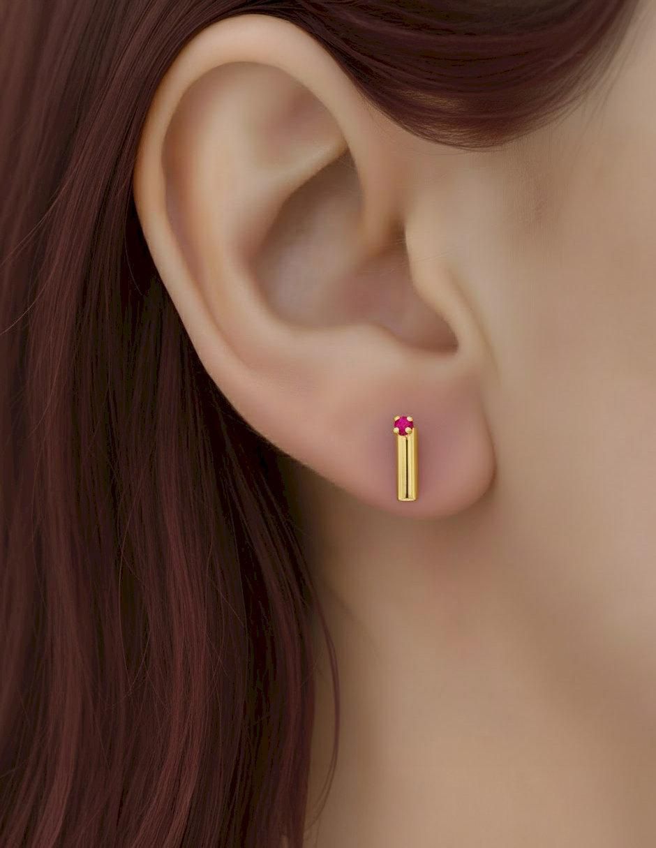 Arete Joyería M de León de Oro 10 K con acabado brillante zirconia 2