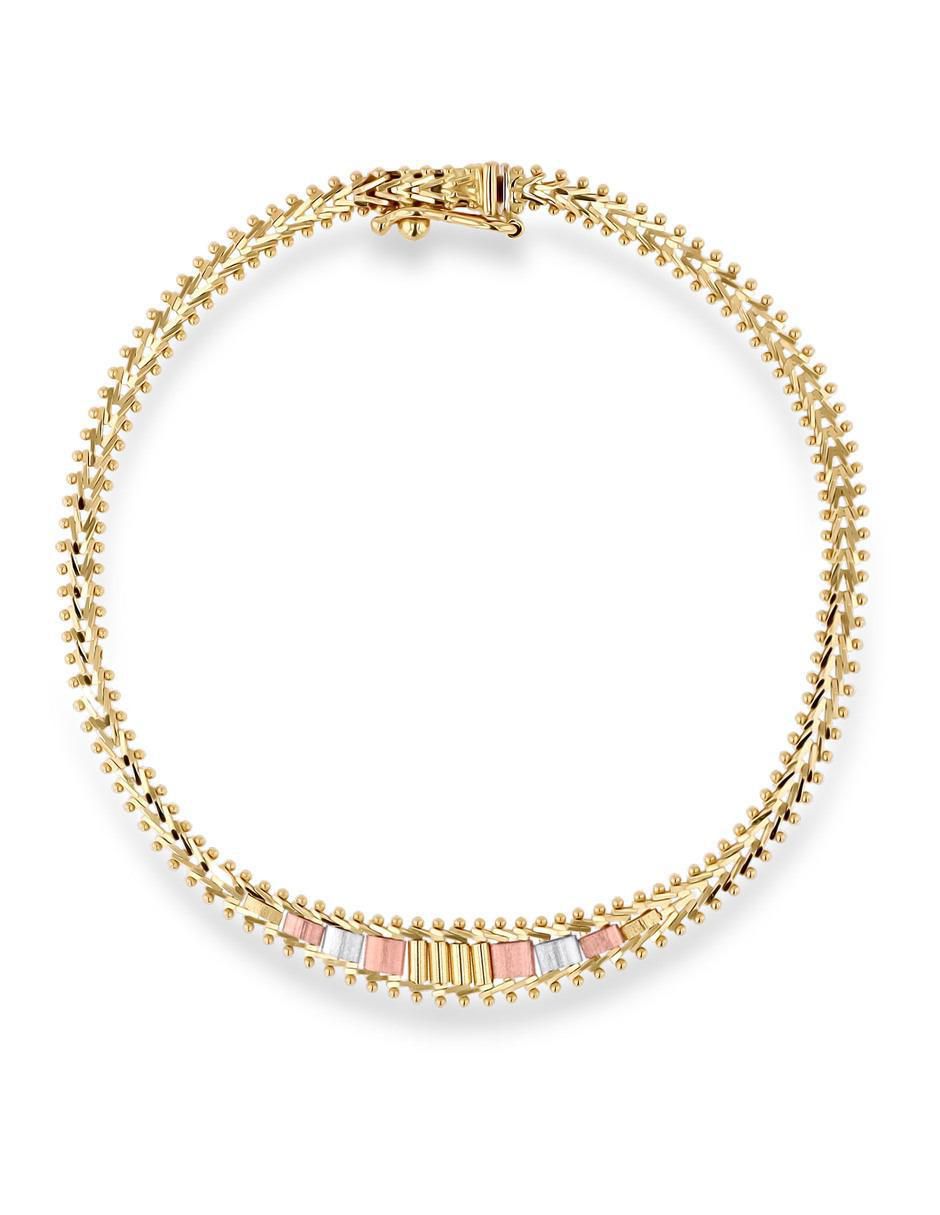 Pulsera de oro florentino 14 k con acabado brillante
