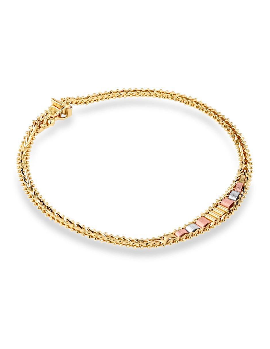 Pulsera de oro florentino 14 k con acabado brillante 4