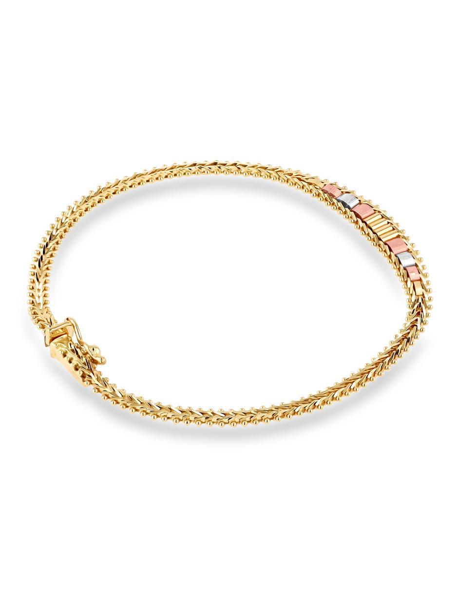 Pulsera de oro florentino 14 k con acabado brillante 3
