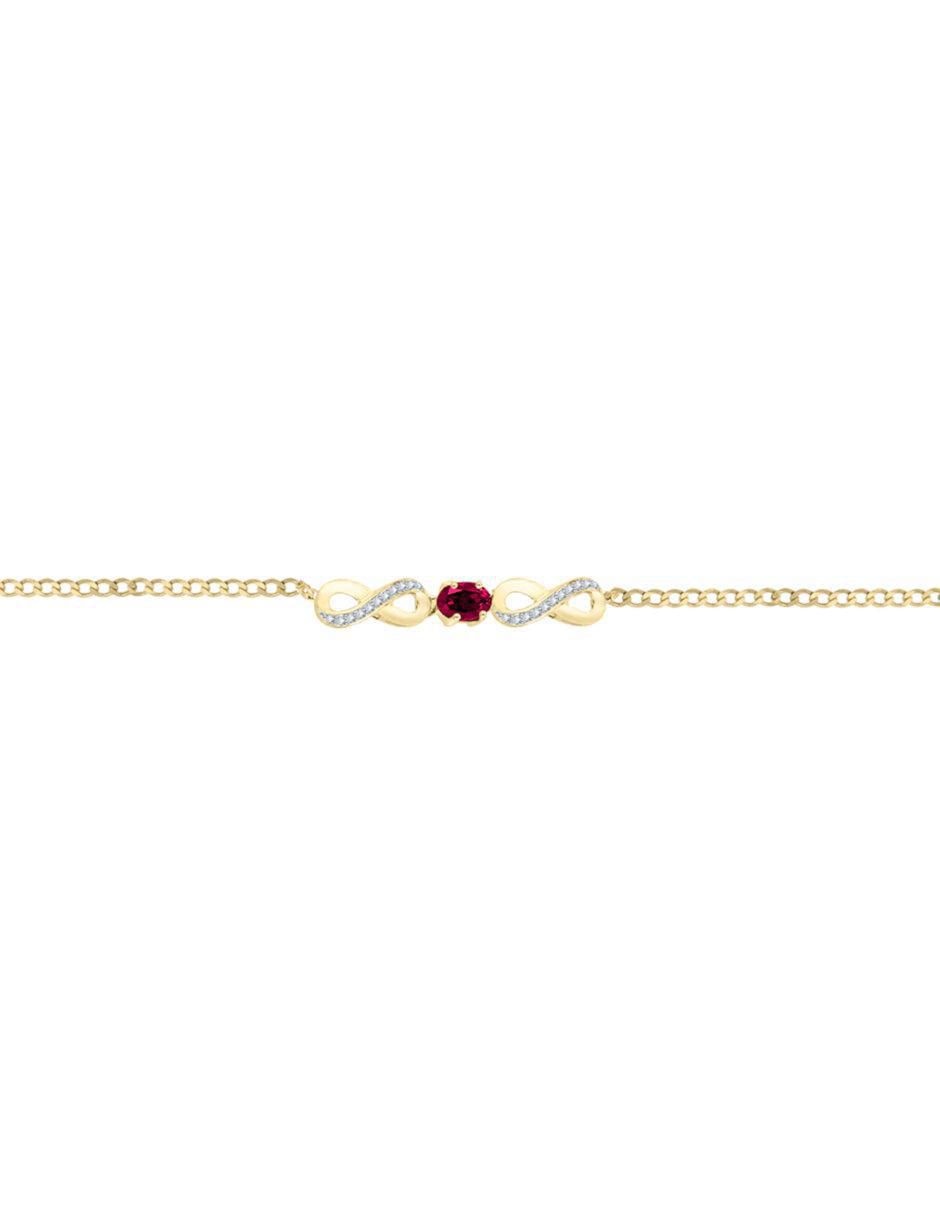 Pulsera de oro con rubí y diamante 14 k con acabado brillante 1