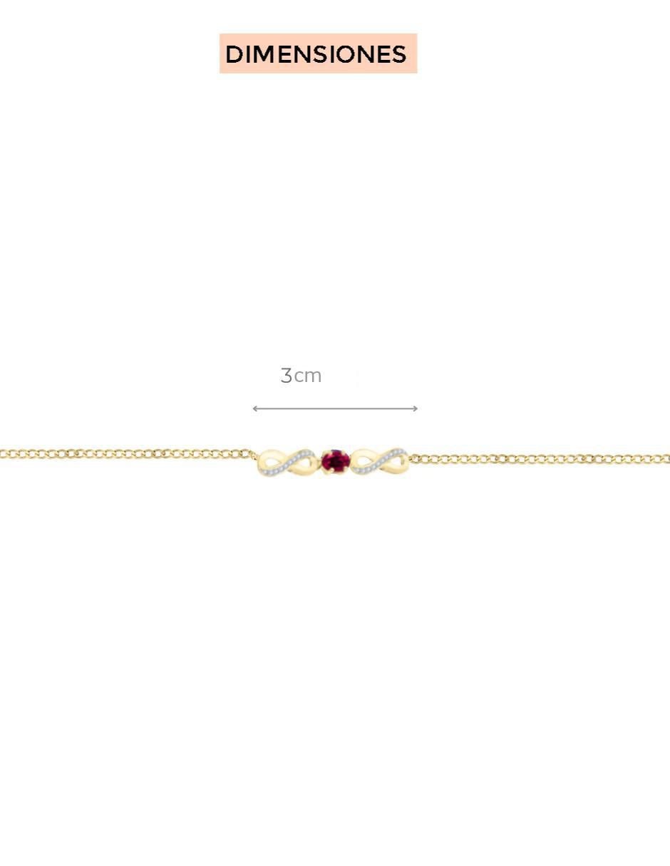 Pulsera de oro con rubí y diamante 14 k con acabado brillante Pulsera de oro con rubí y diamante 14 k con acabado brillante