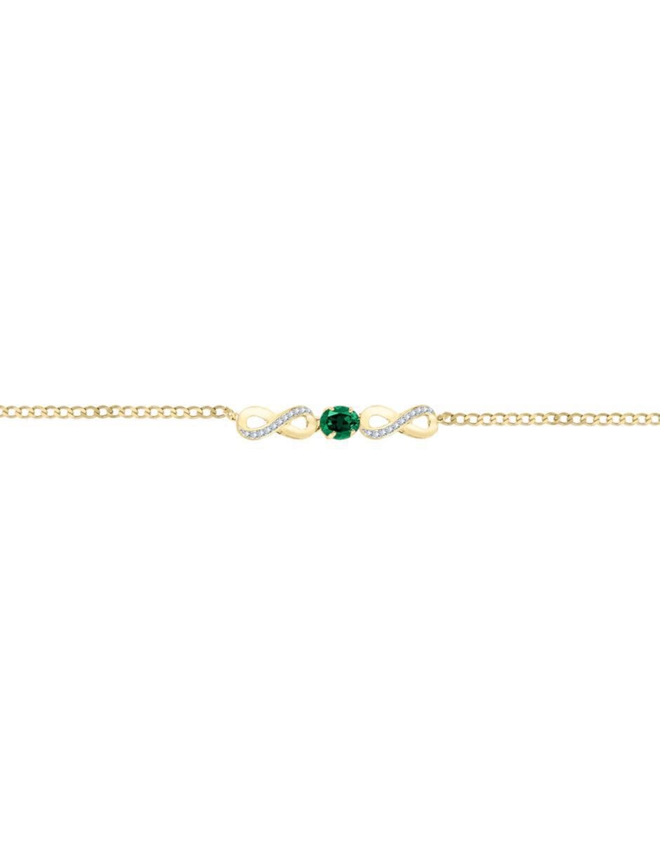 Pulsera Fascinare de oro con diamante y esmeralda 14 k con acabado brillante