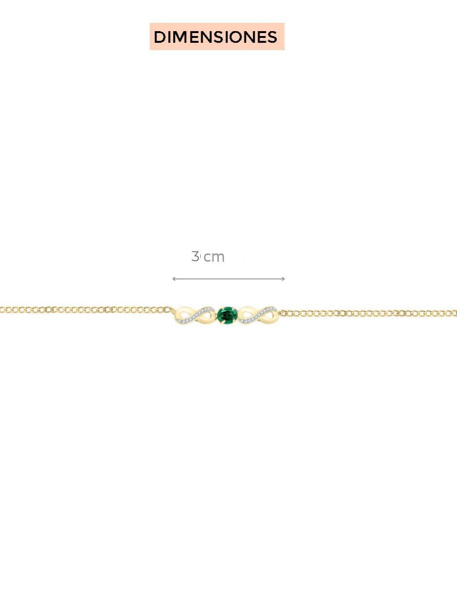 Pulsera Fascinare de oro con diamante y esmeralda 14 k con acabado brillante
