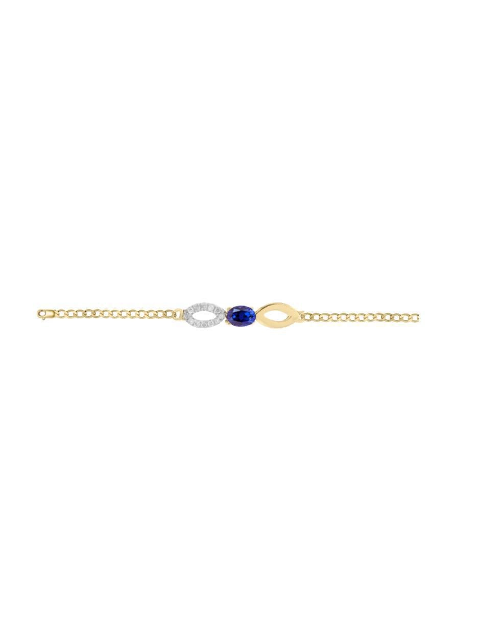 Pulsera Fascinare de oro con zafiro y diamante 14 k con acabado brillante
