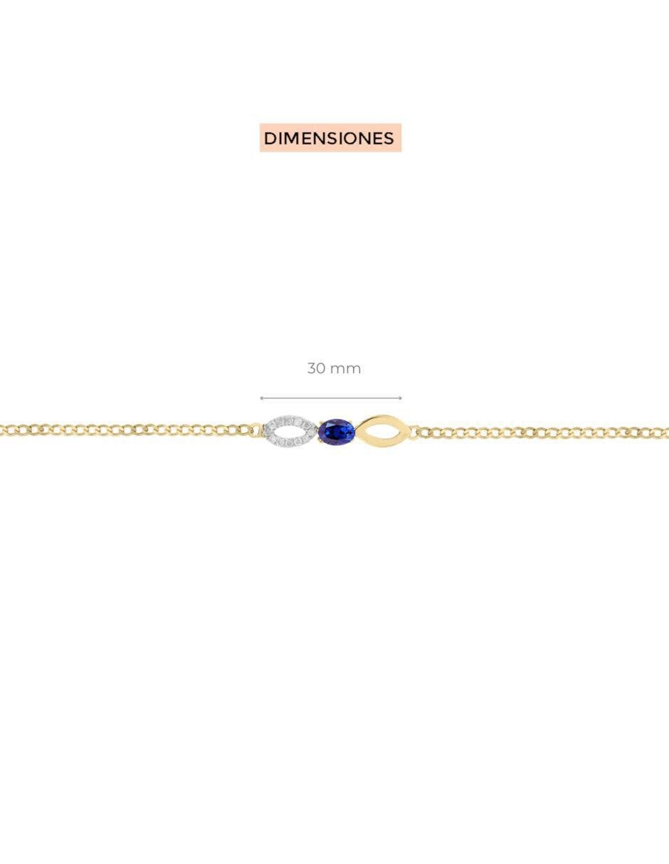 Pulsera Fascinare de oro con zafiro y diamante 14 k con acabado brillante