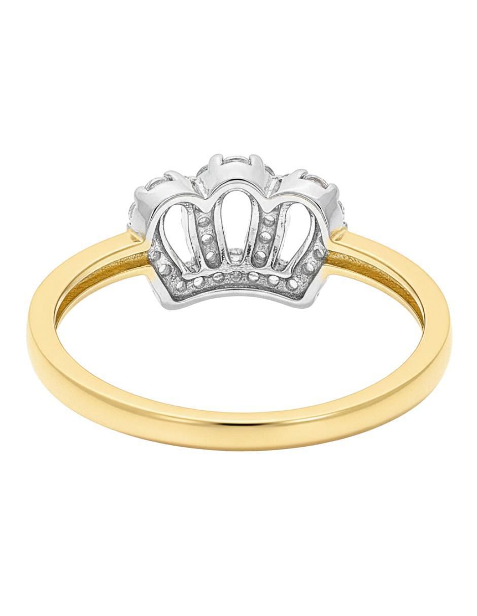 Anillo de corona 10 k de oro zirconia brillante