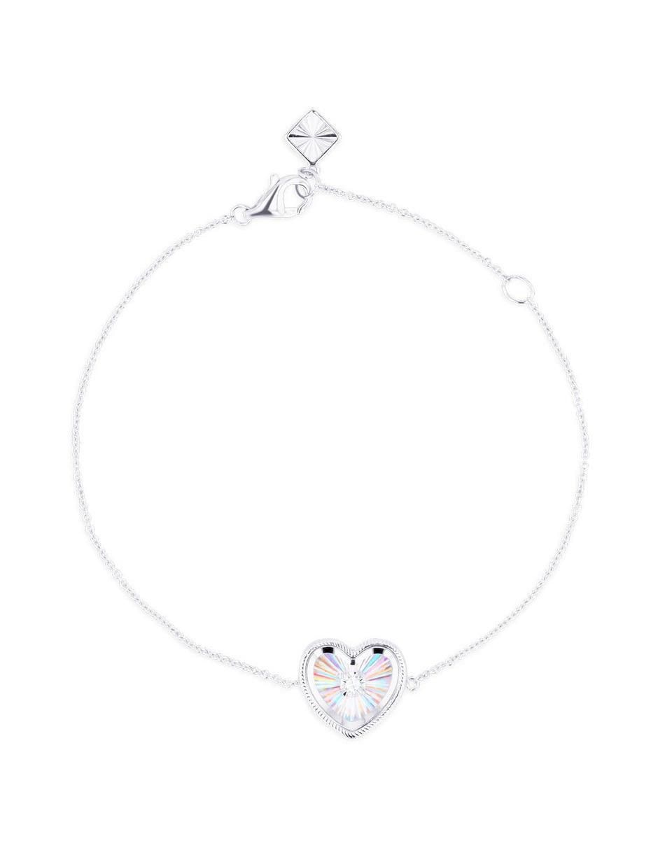 Pulsera de oro blanco con diamante 14 K acabado brillante