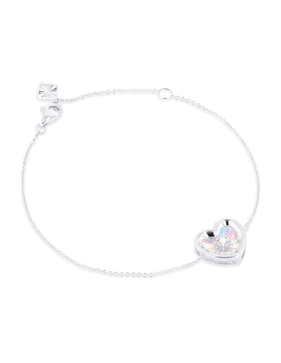 Pulsera de oro blanco con diamante 14 K acabado brillante 2