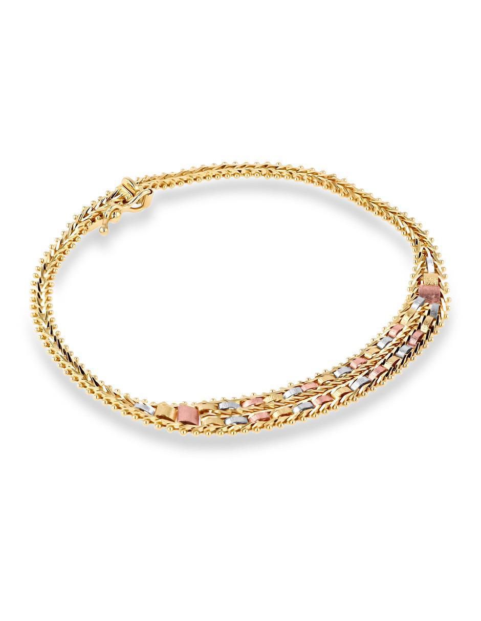 Pulsera de oro florentino 14 K acabado brillante 2