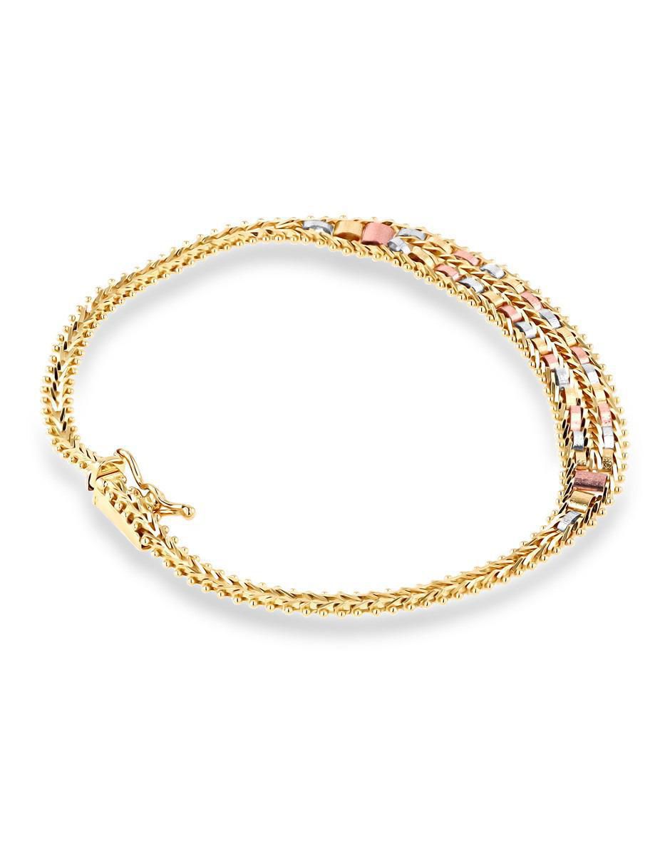 Pulsera de oro florentino 14 K acabado brillante 3