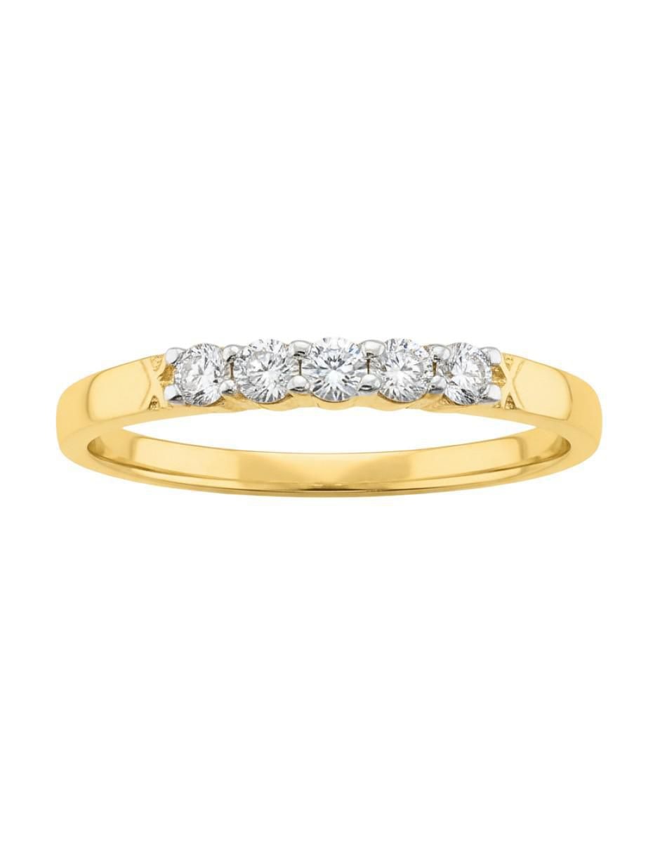 Anillo circular 10 k de oro zirconia brillante