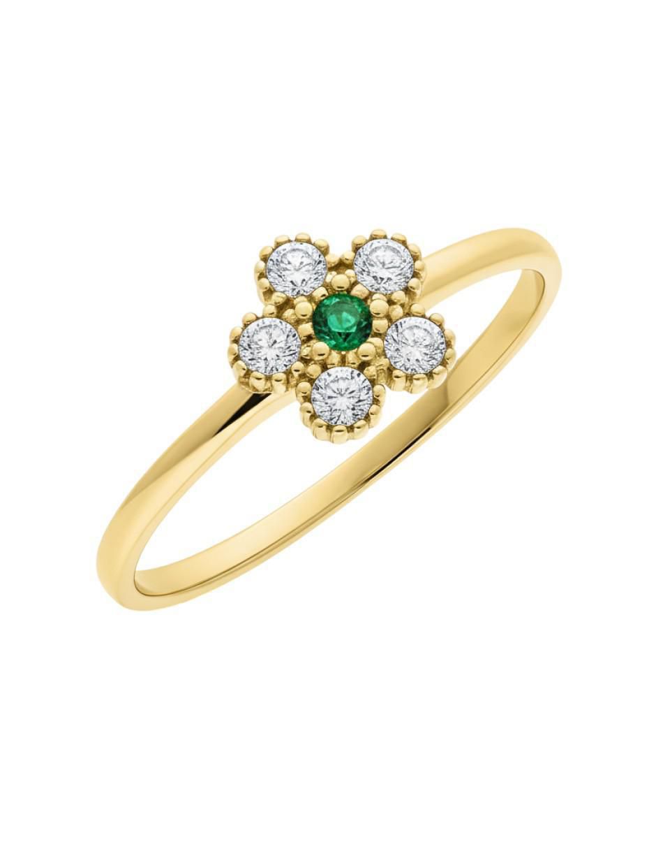 Anillo de flor 10 k de oro zirconia brillante Anillo de flor 10 k de oro zirconia brillante